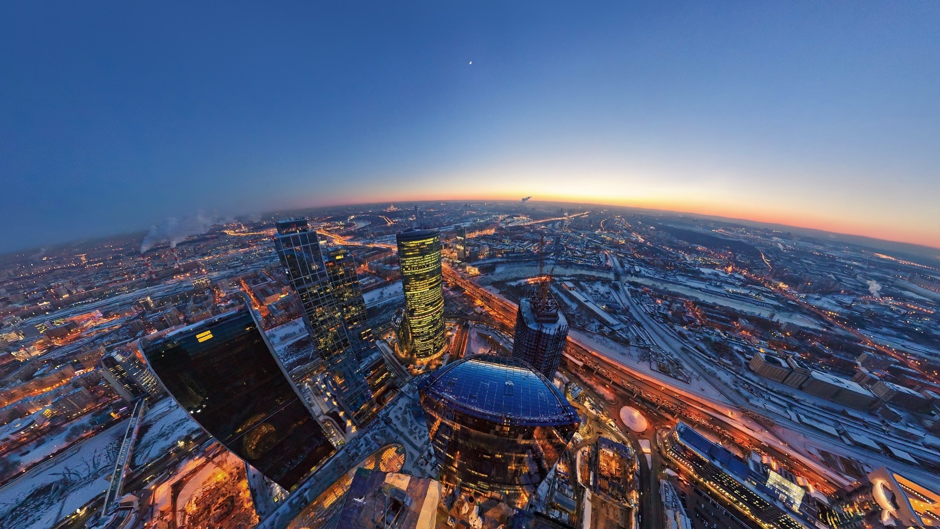 Moscow Cityscape at Dusk HD Wallpaper