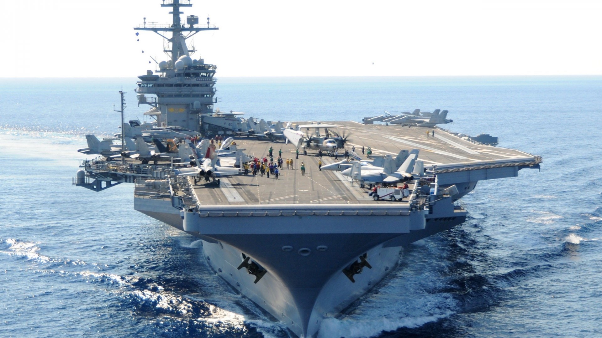 USS George H.W. Bush aircraft carrier at sea HD Wallpaper
