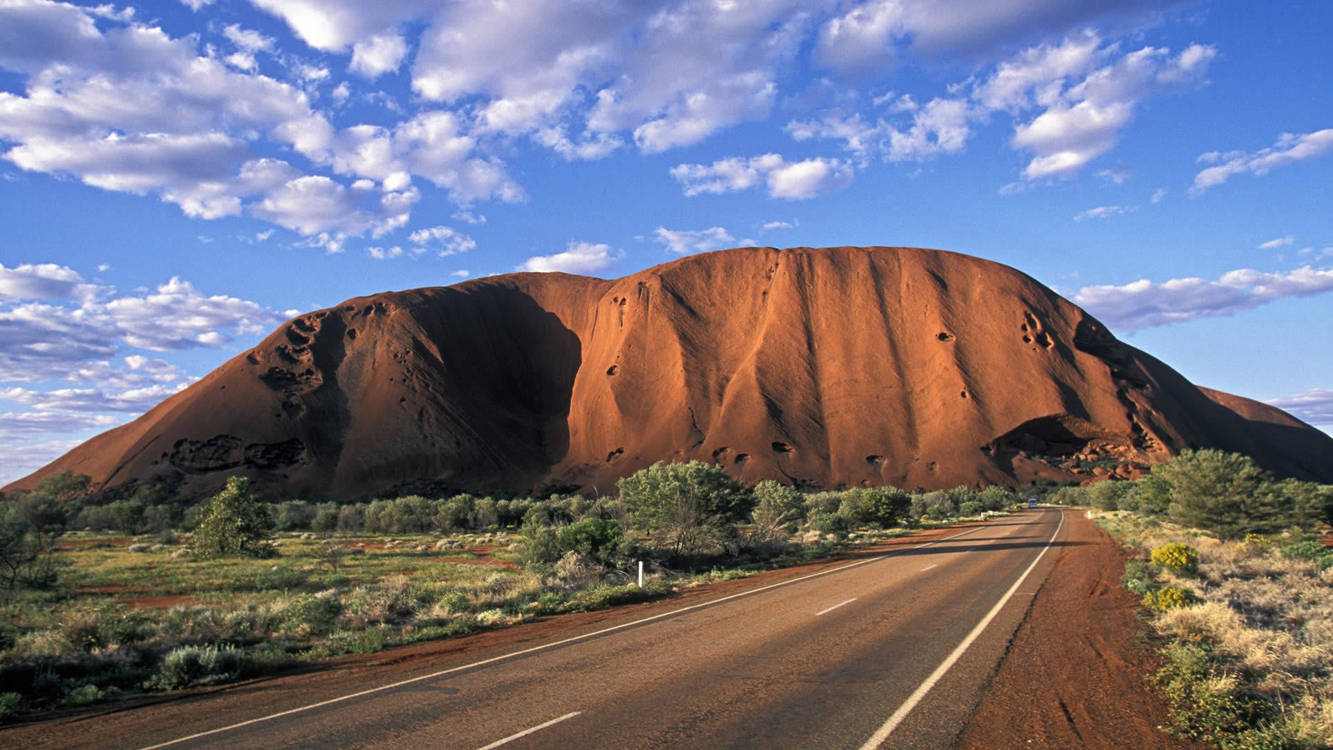 Uluru and Highway in Australia HD Wallpaper