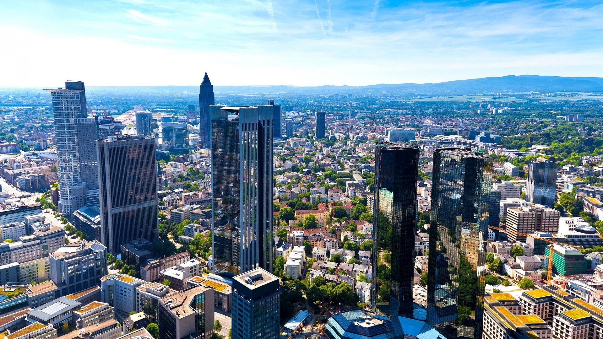Frankfurt Skyline with Modern Skyscrapers HD Wallpaper