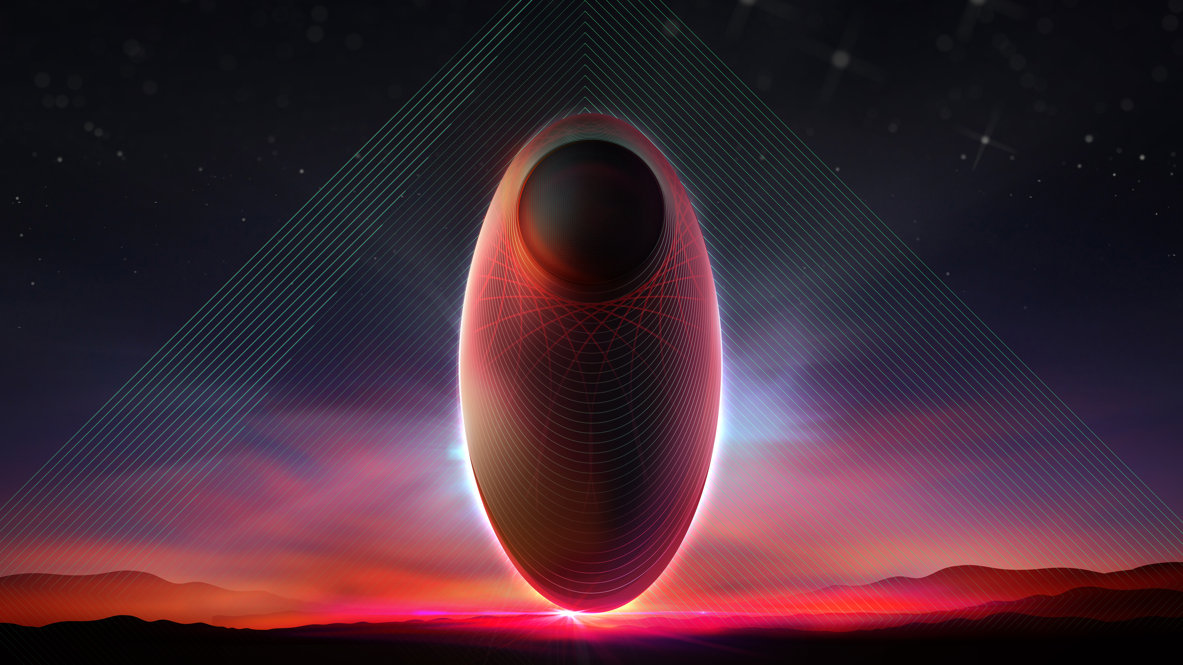 Sci-Fi Neon Descent 4K HD Wallpaper