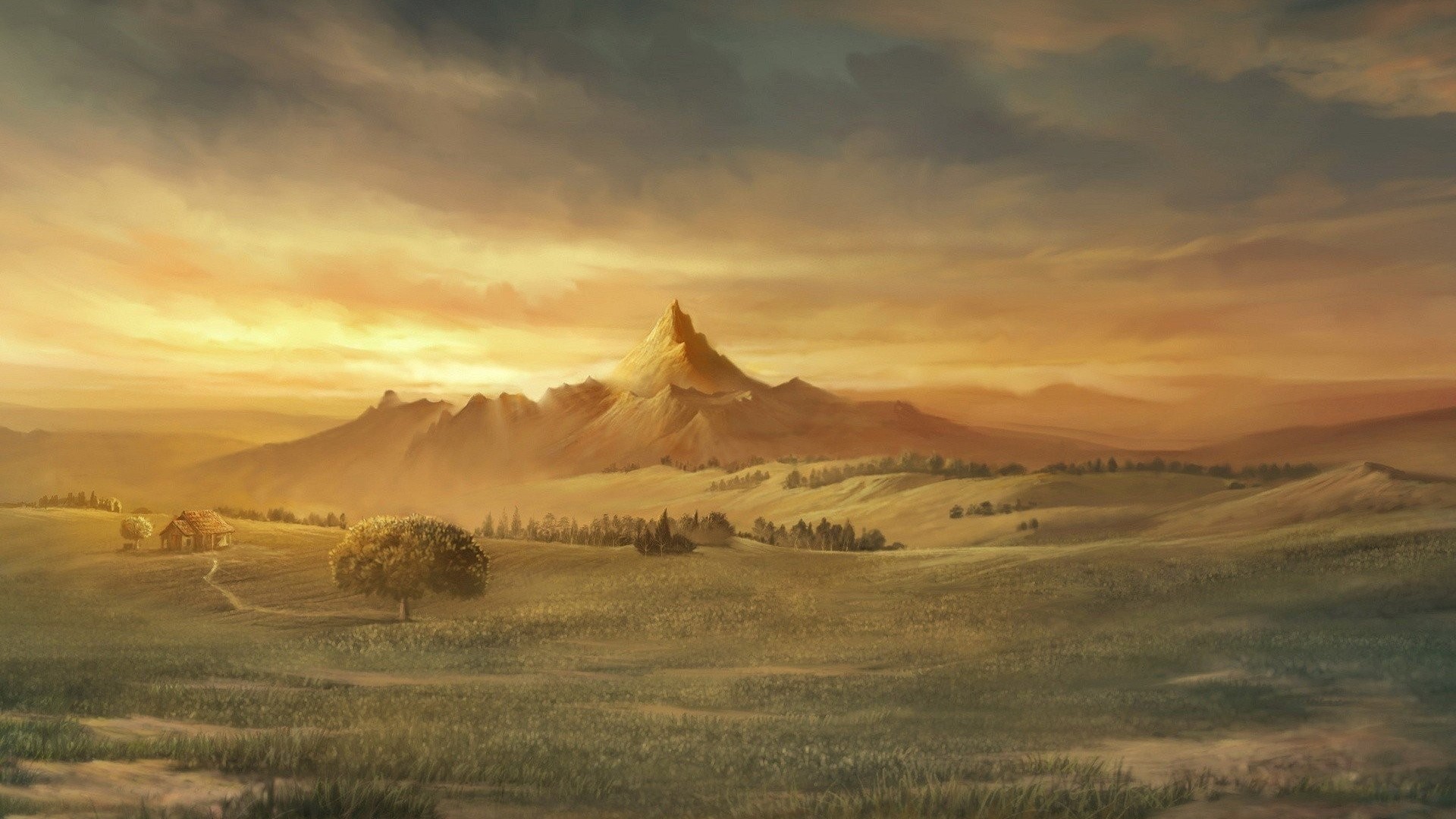 Mountain Peak Landscape at Sunrise HD Wallpaper
