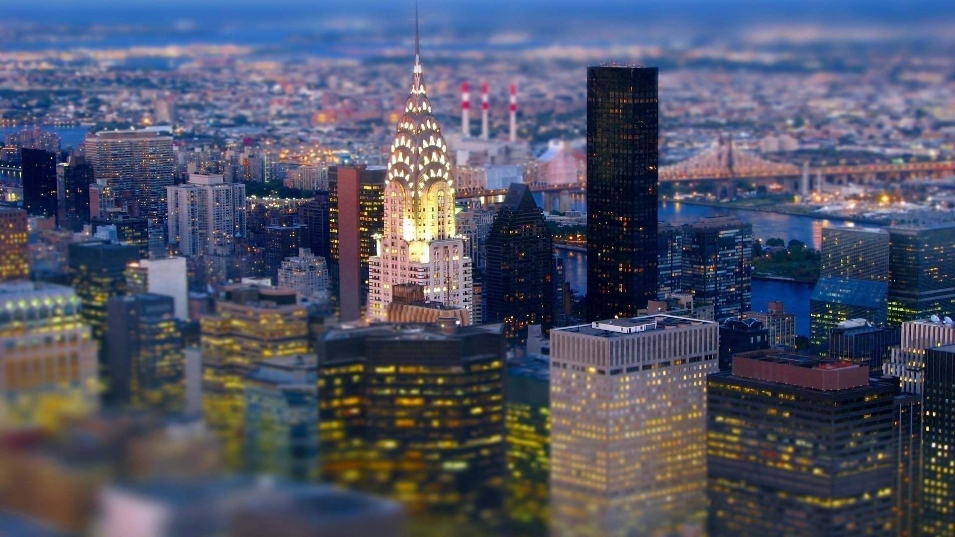 Chrysler Building Tilt Shift Cityscape at Dusk HD Wallpaper