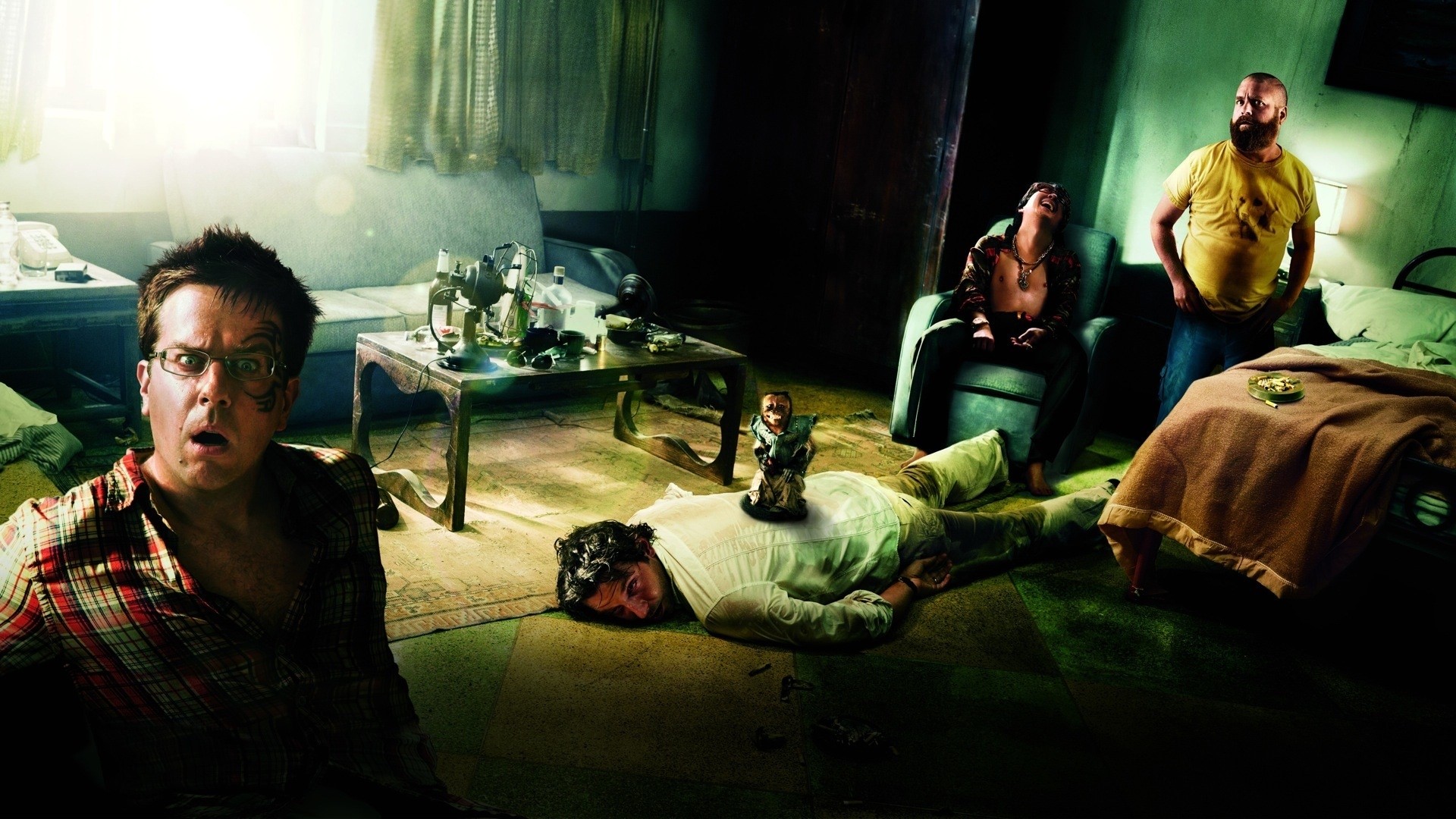 The Hangover Alan and Stu in a messy room HD Wallpaper