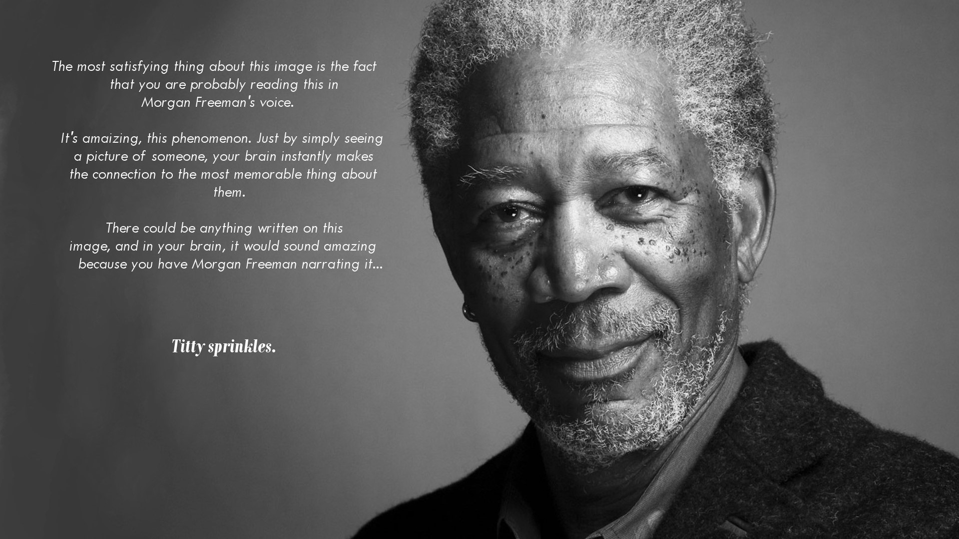 Morgan Freeman with humorous text HD Wallpaper