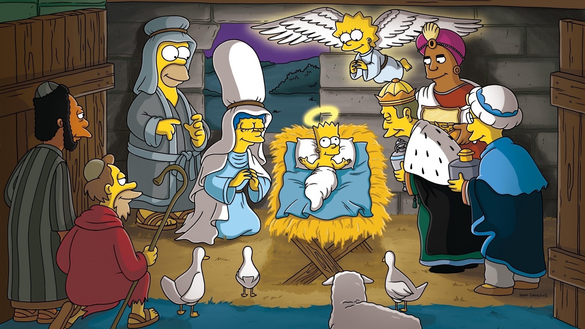 The Simpsons Manger Scene HD Wallpaper