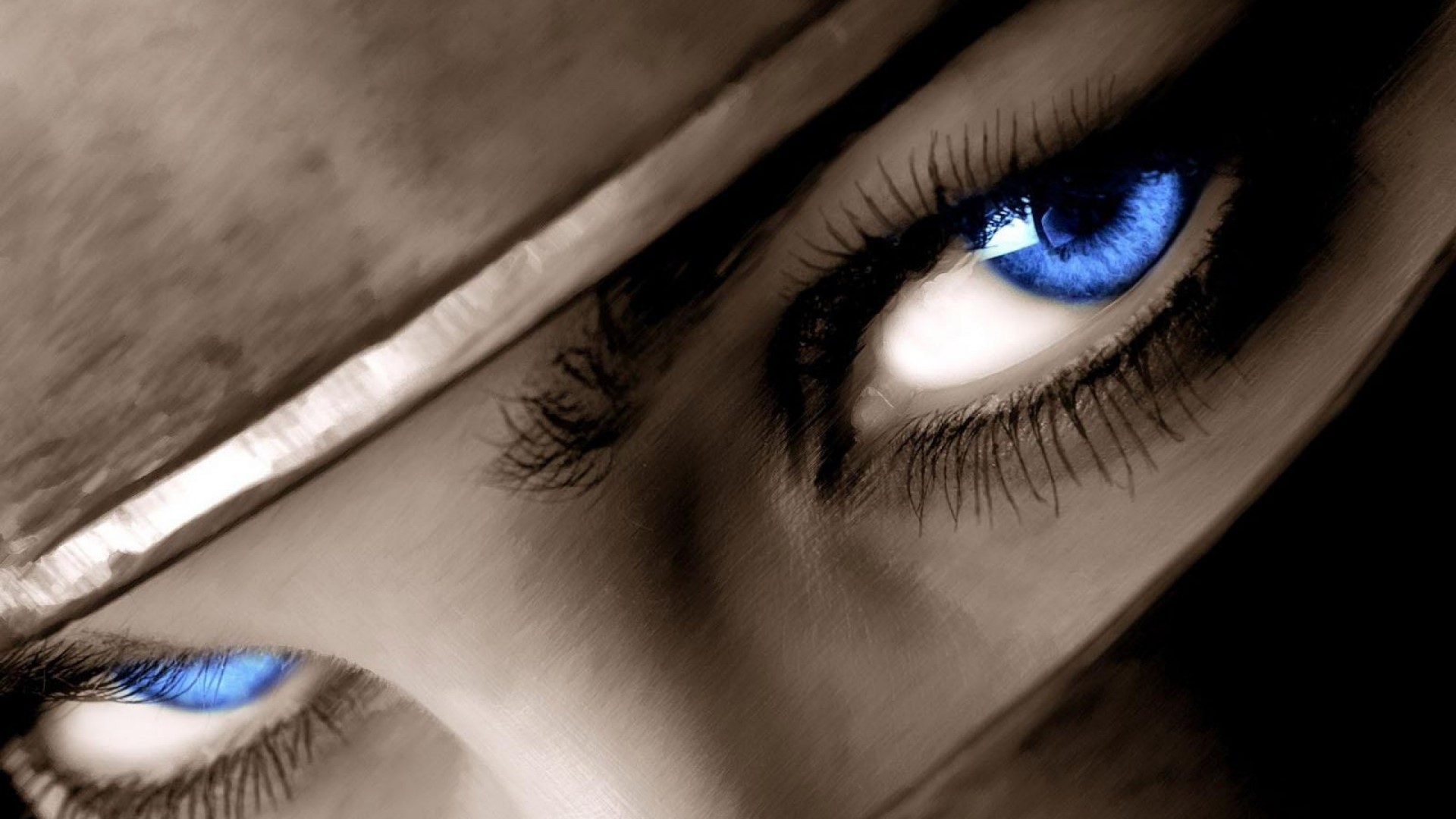 Close-up of blue ninja eyes HD Wallpaper