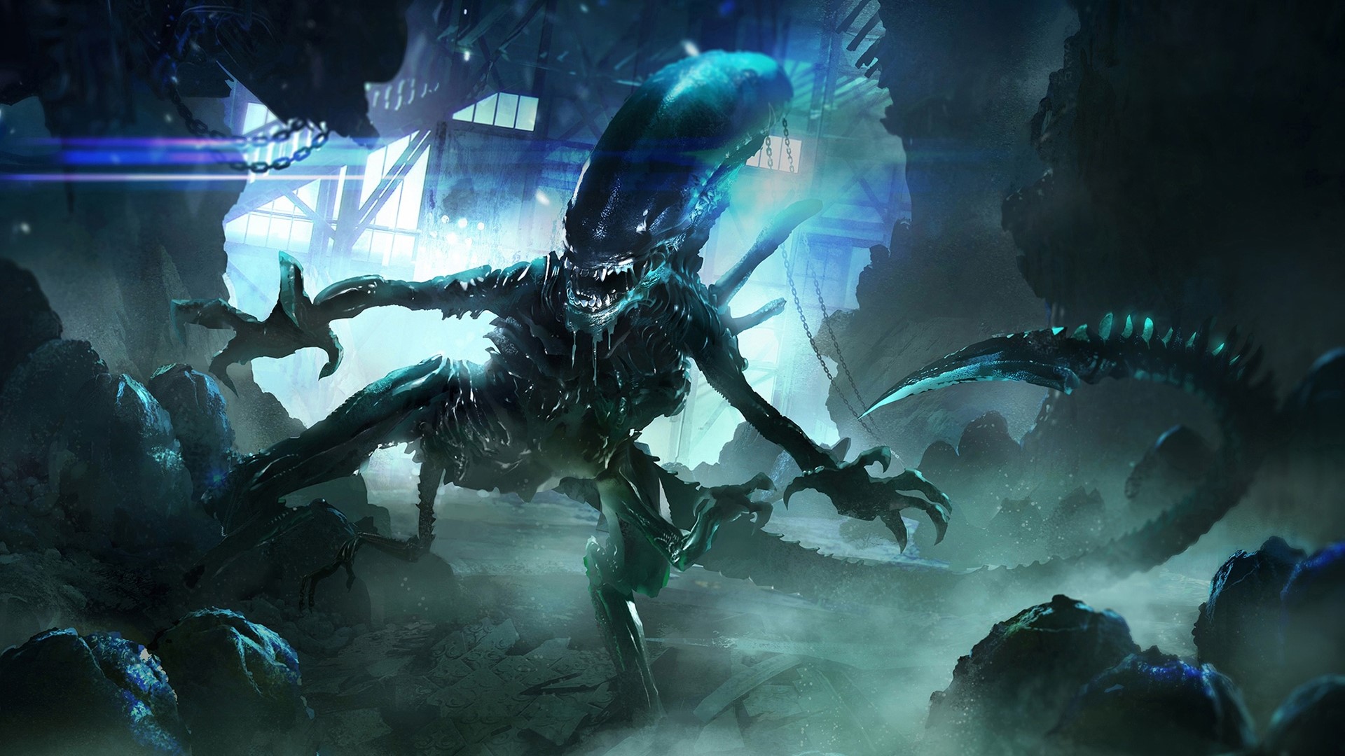 Xenomorph from Alien with Eggs HD Wallpaper