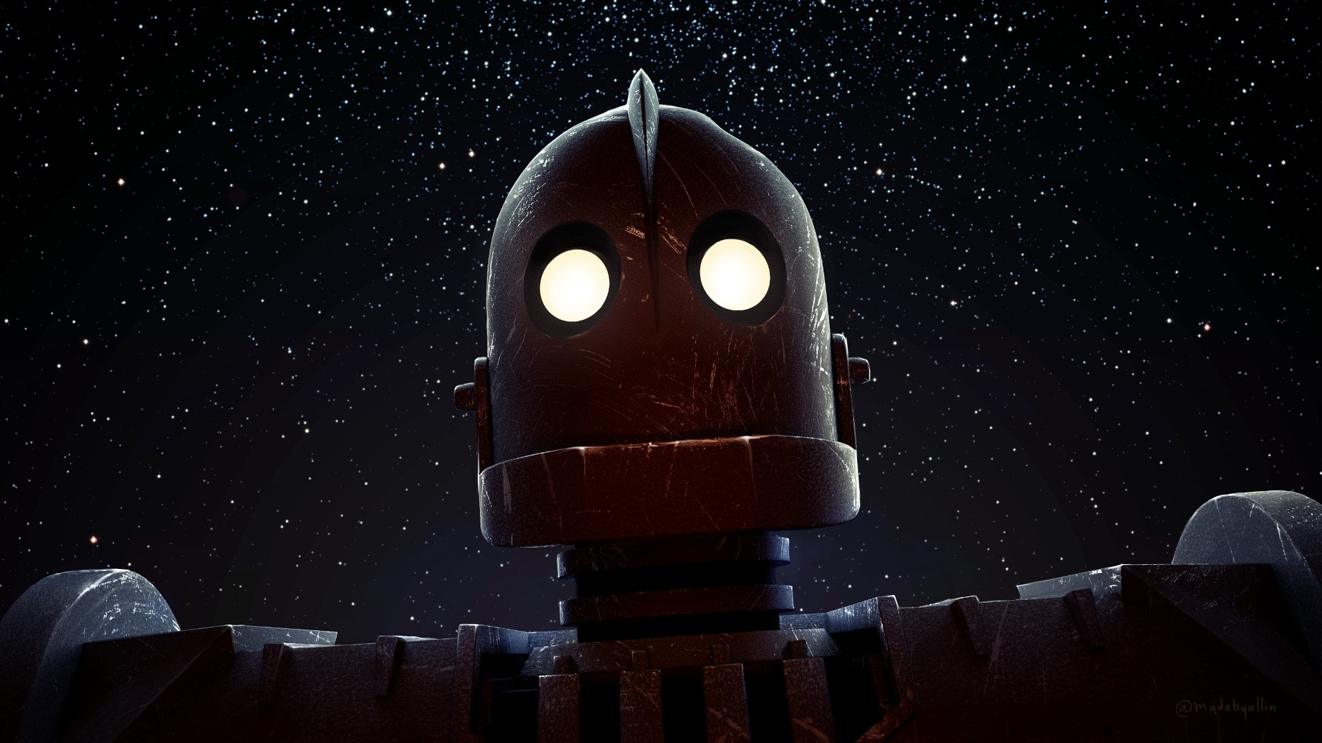 The Iron Giant in front of a starry sky HD Wallpaper