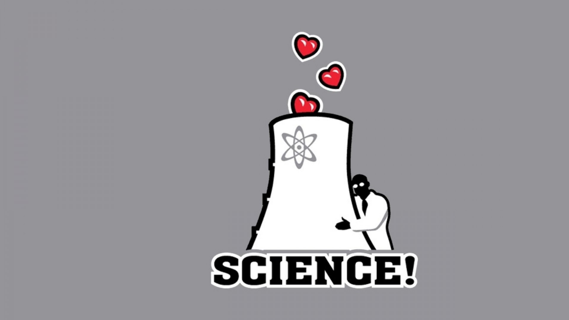 Nuclear Plant with Hearts and Science Symbol HD Wallpaper