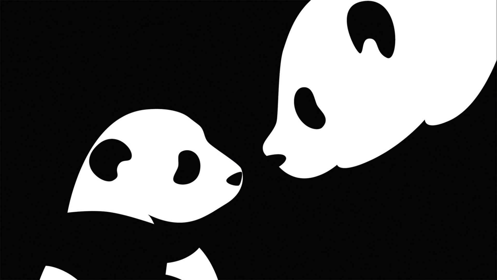 Two pandas face each other in monochrome HD Wallpaper