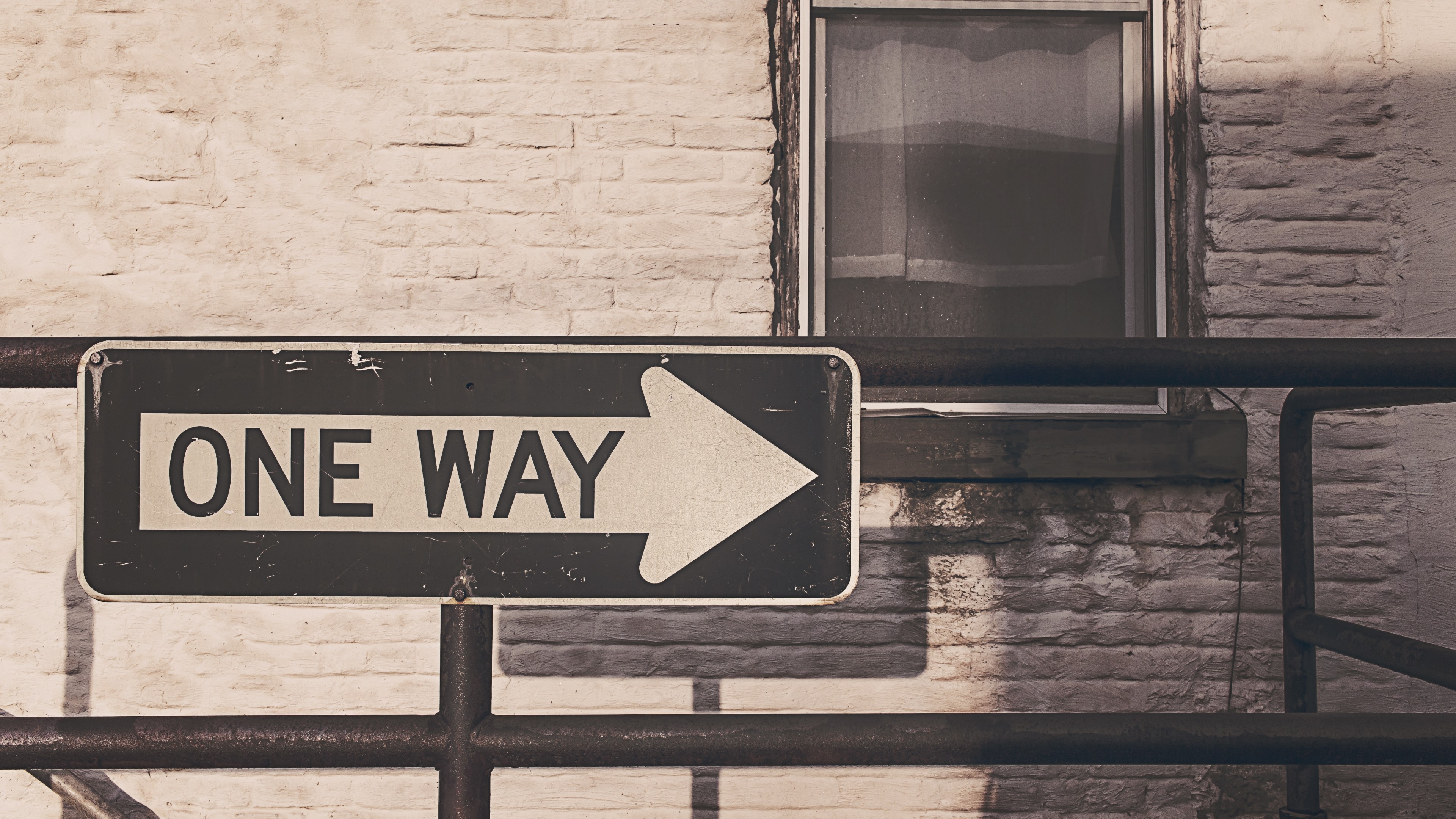 One Way Sign on Brick Wall HD Wallpaper