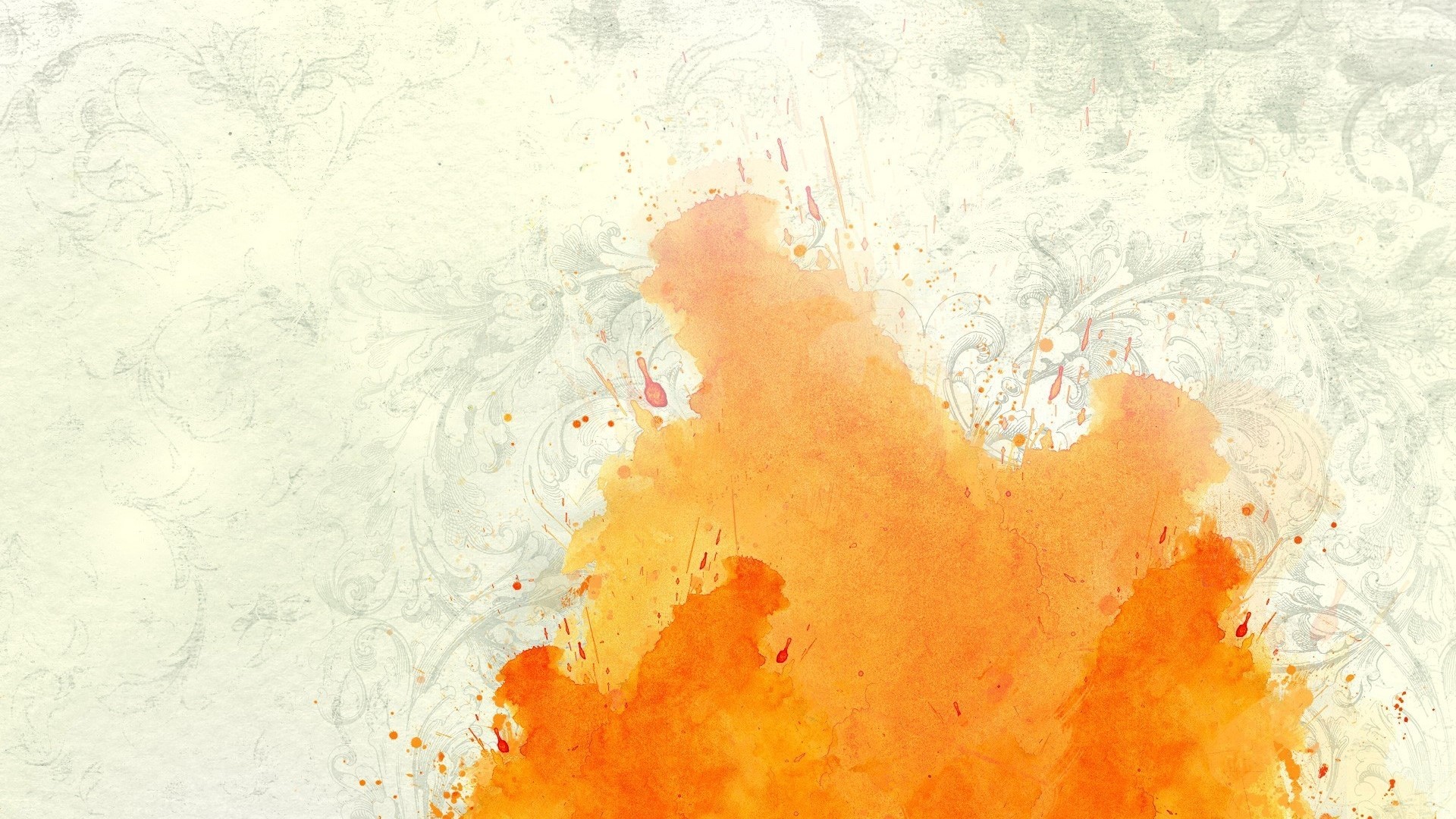 Orange Watercolor Splatter on Textured Background HD Wallpaper