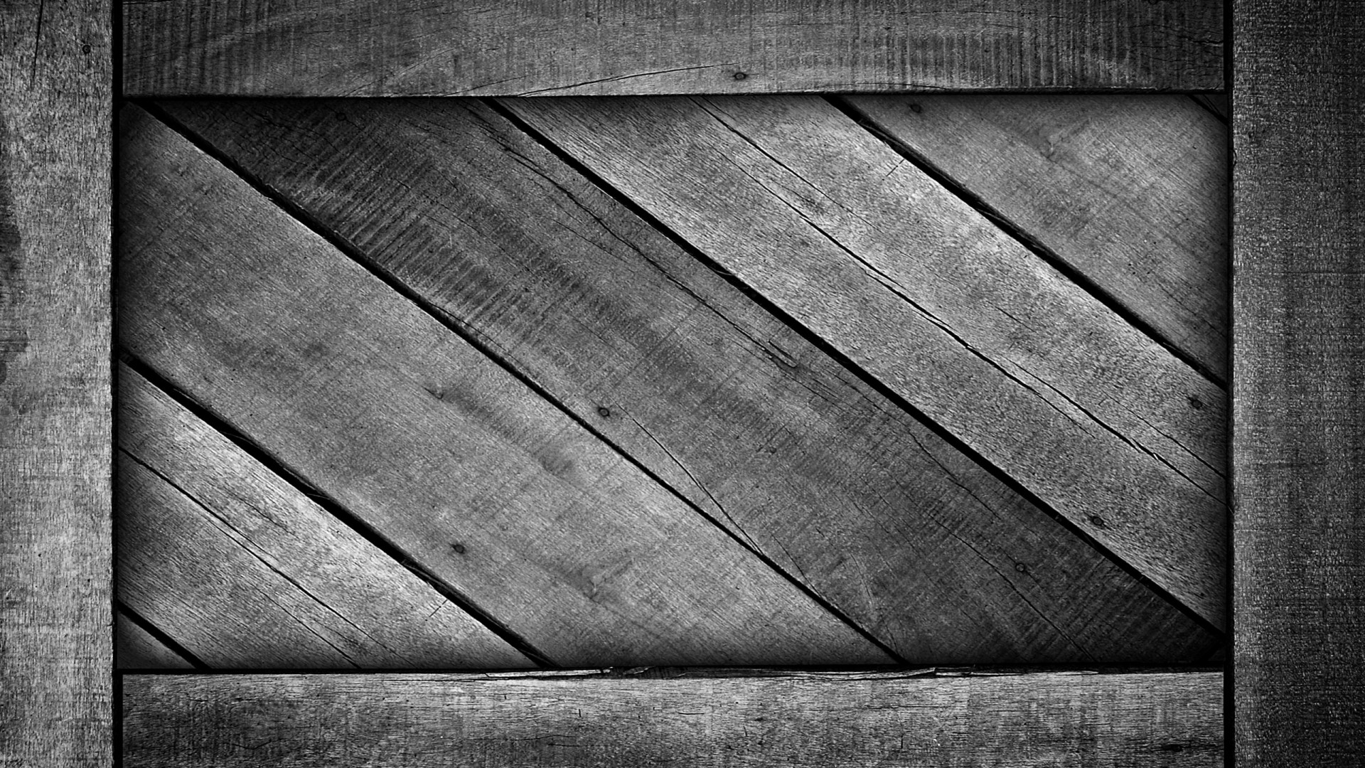 Monochrome Wood Crate Texture HD Wallpaper