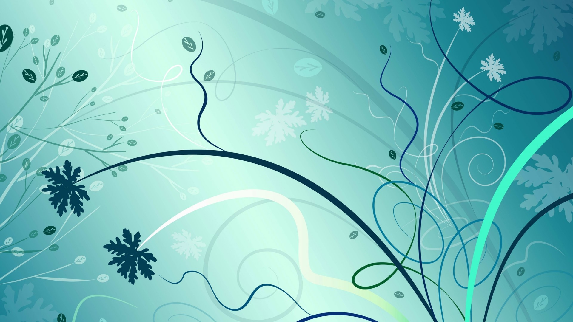 Abstract Teal and Blue Floral Swirls HD Wallpaper