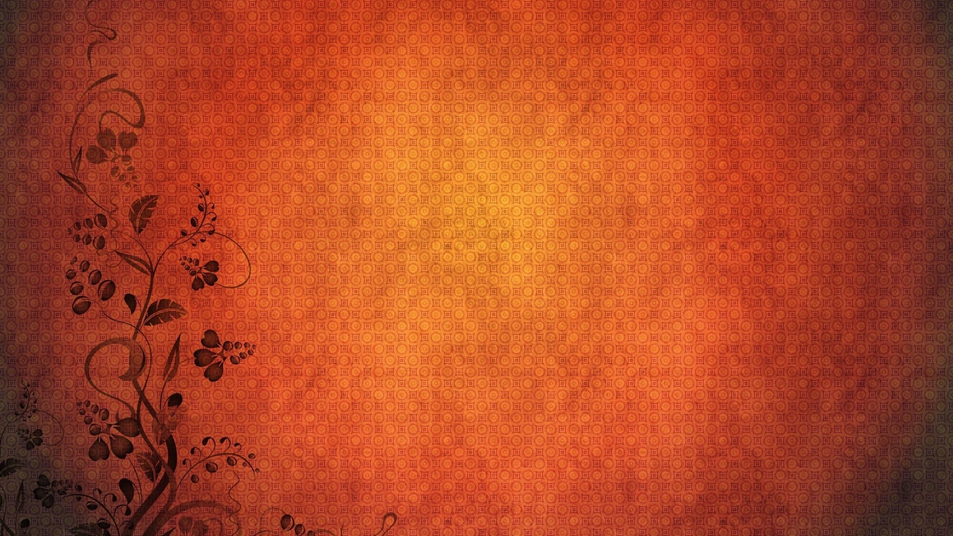 Orange textured background with floral vine HD Wallpaper