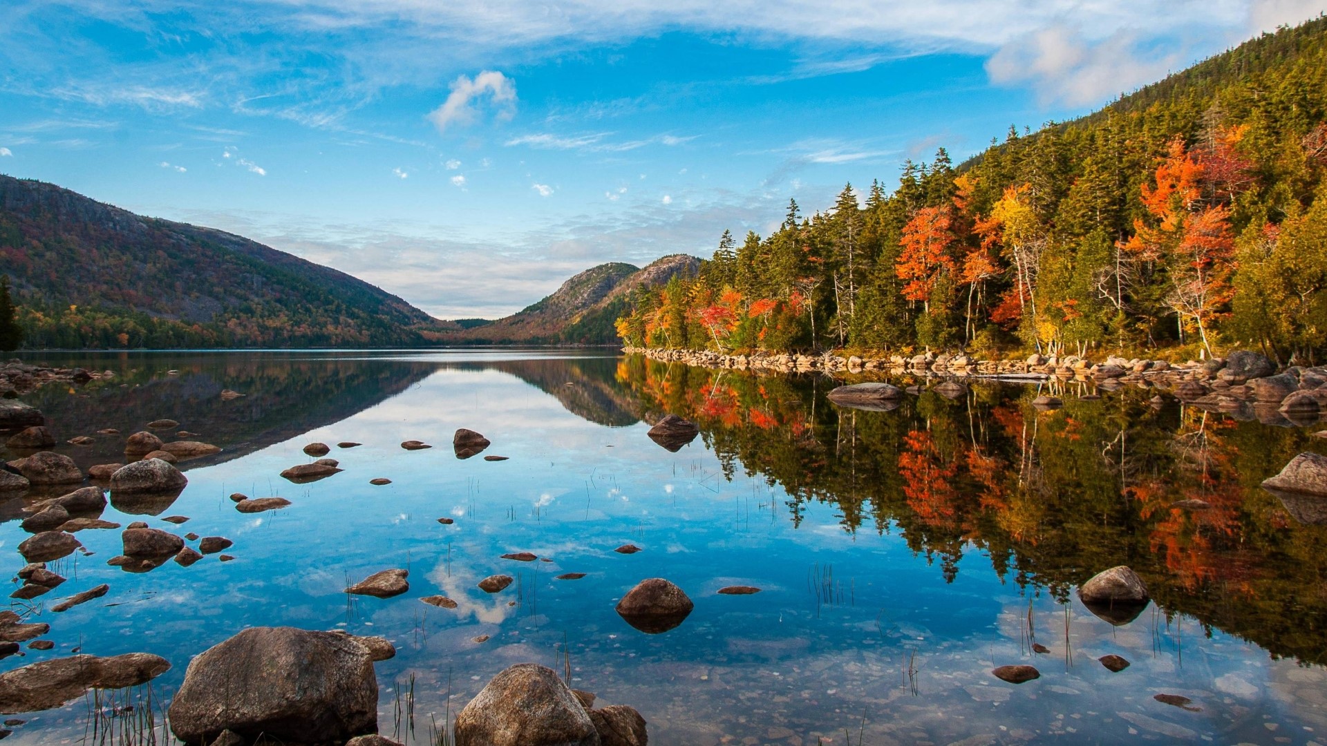 Jordan Pond in Acadia National Park, Maine, USA HD Wallpaper