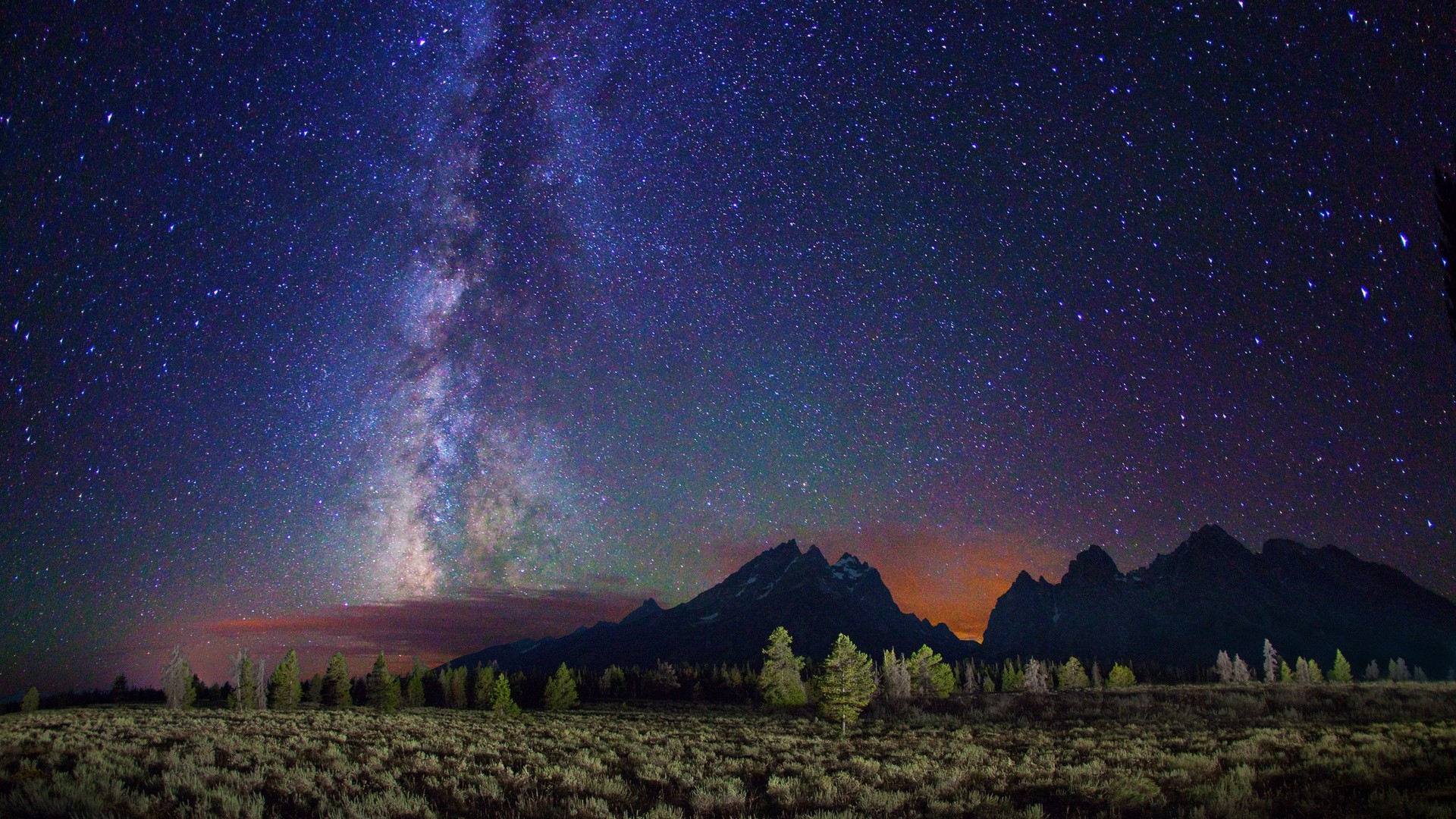Milky Way over Grand Teton National Park HD Wallpaper