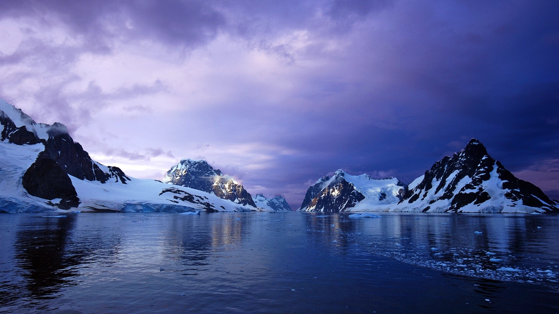 Purple Lemaire Channel Antarctica Mountains HD Wallpaper