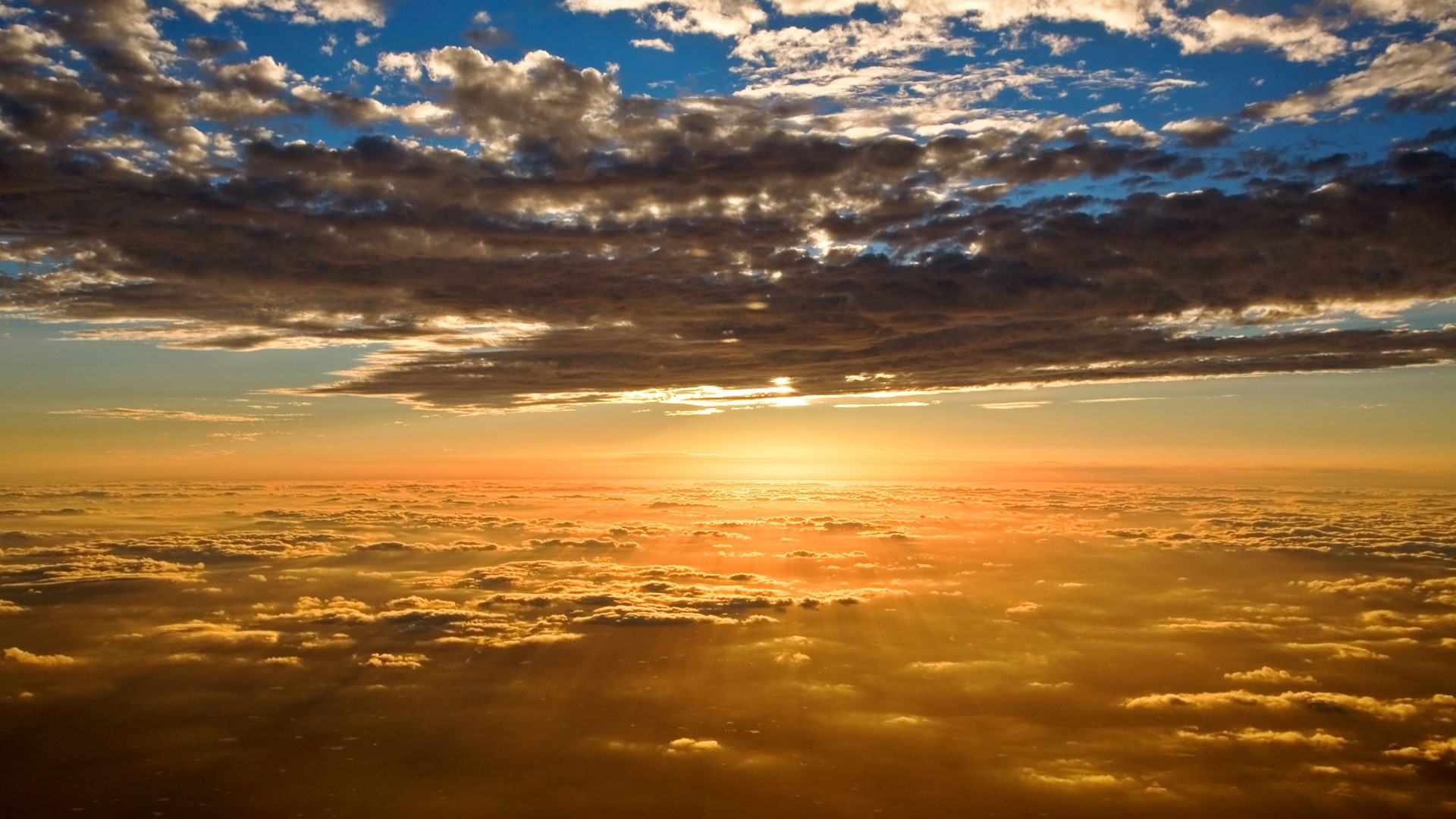 Golden Sunset Over Clouds HD Wallpaper