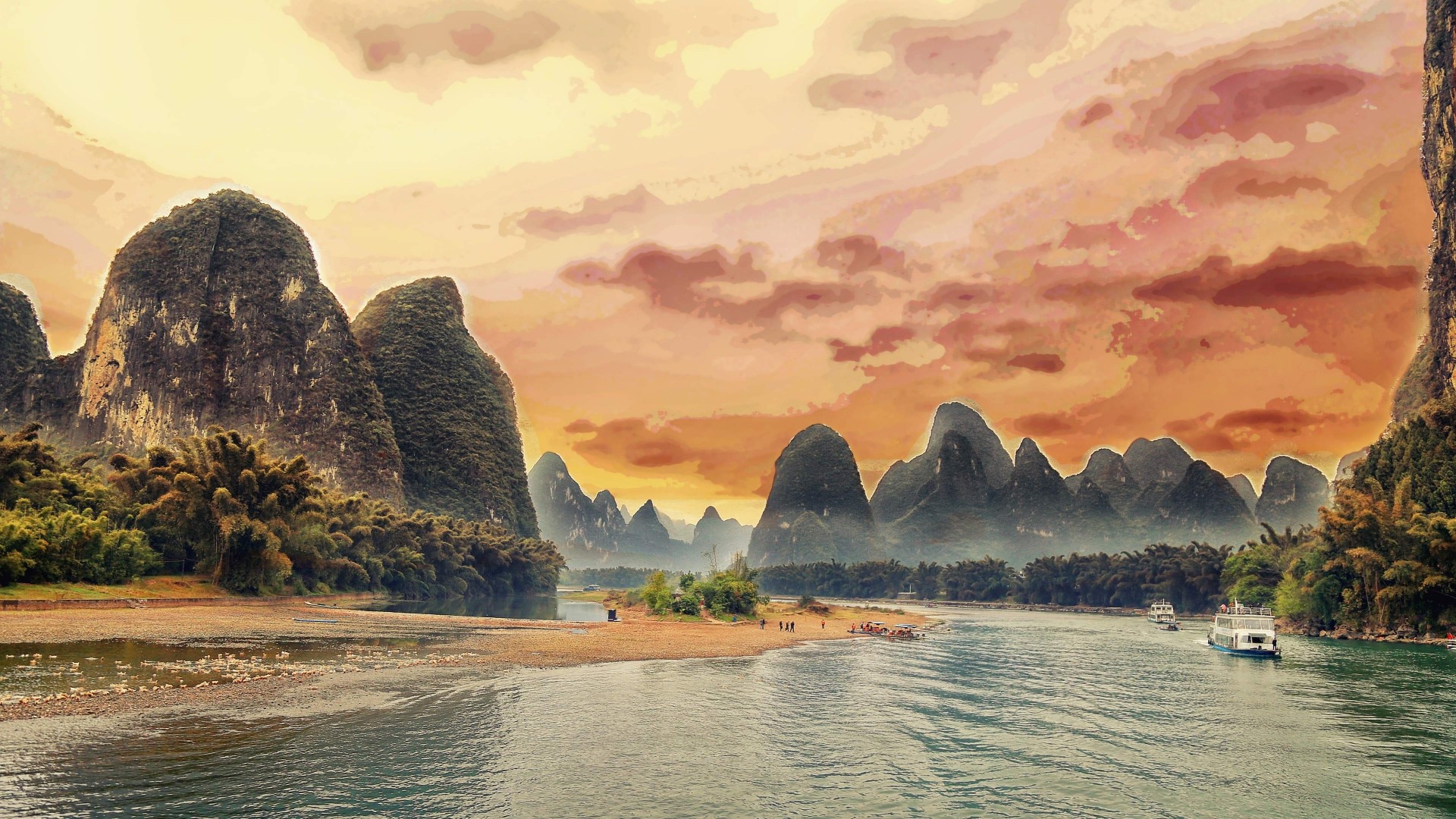 Li River China Landscape HD Wallpaper