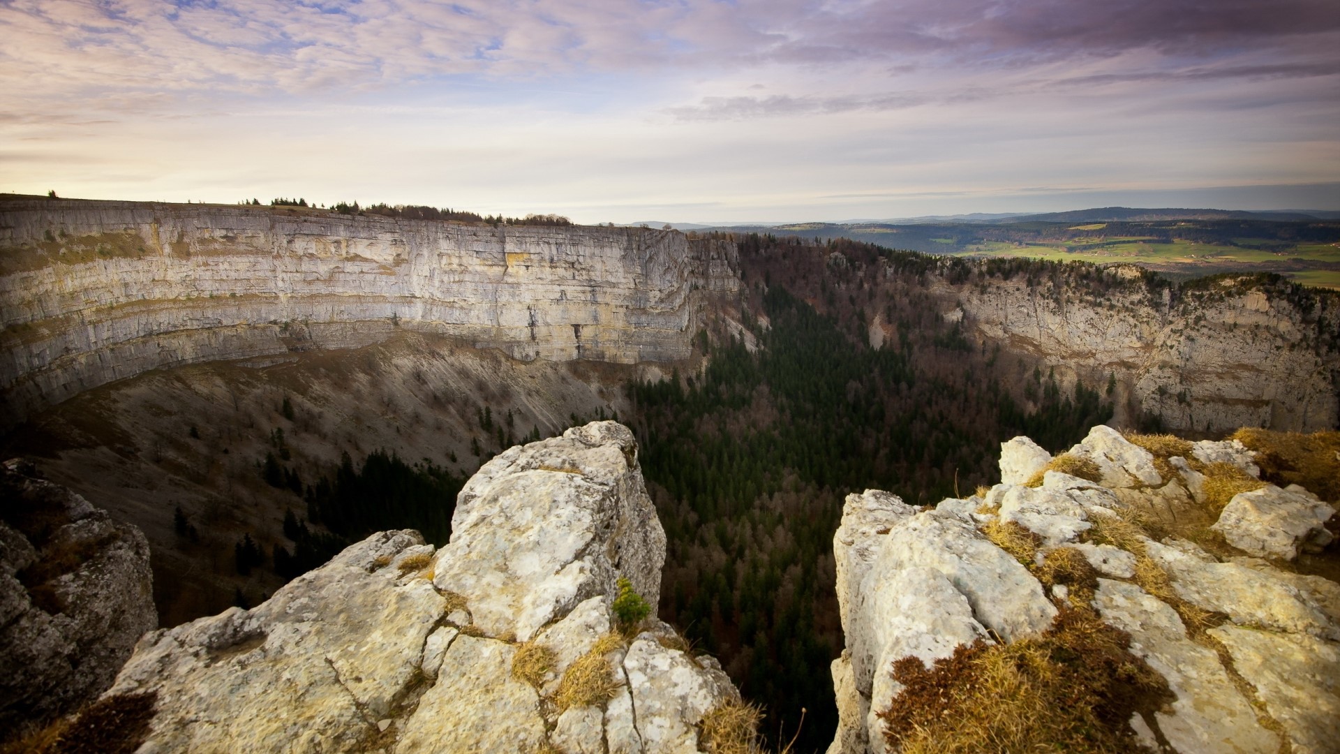 Great Canyon Landscape with Forest and Mountains HD Wallpaper