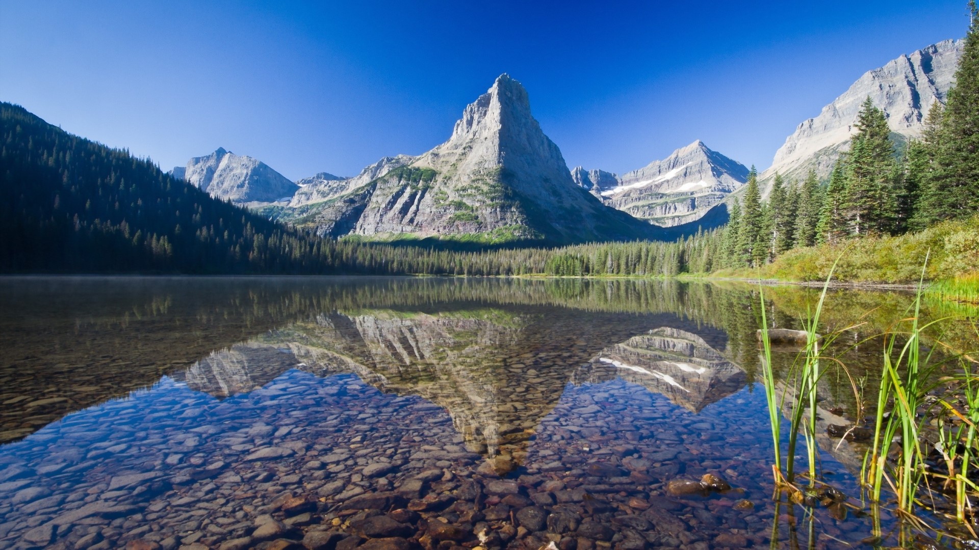 Glacier National Park Mountain Reflection HD Wallpaper