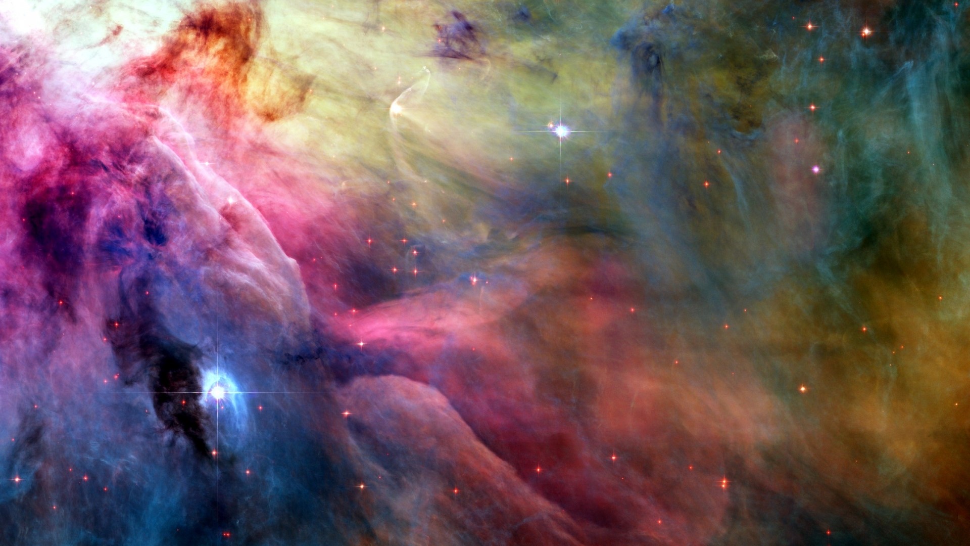Dark Pink Nebula with Stars HD Wallpaper