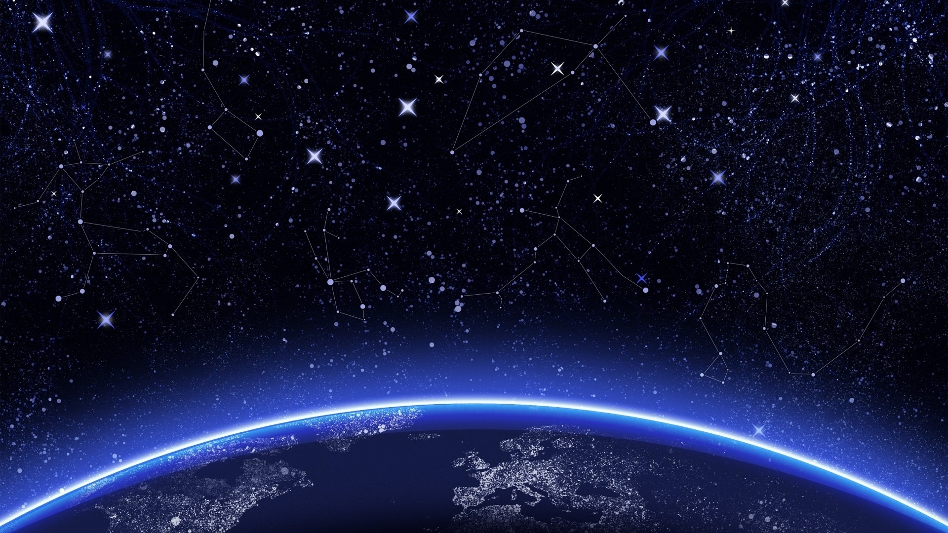 Earth and Constellations from Space HD Wallpaper