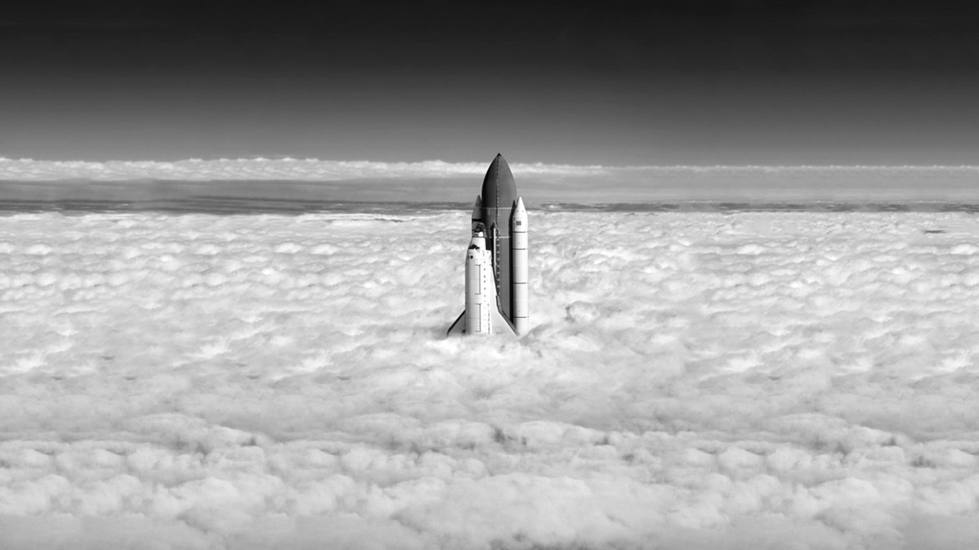 Space Shuttle above clouds HD Wallpaper