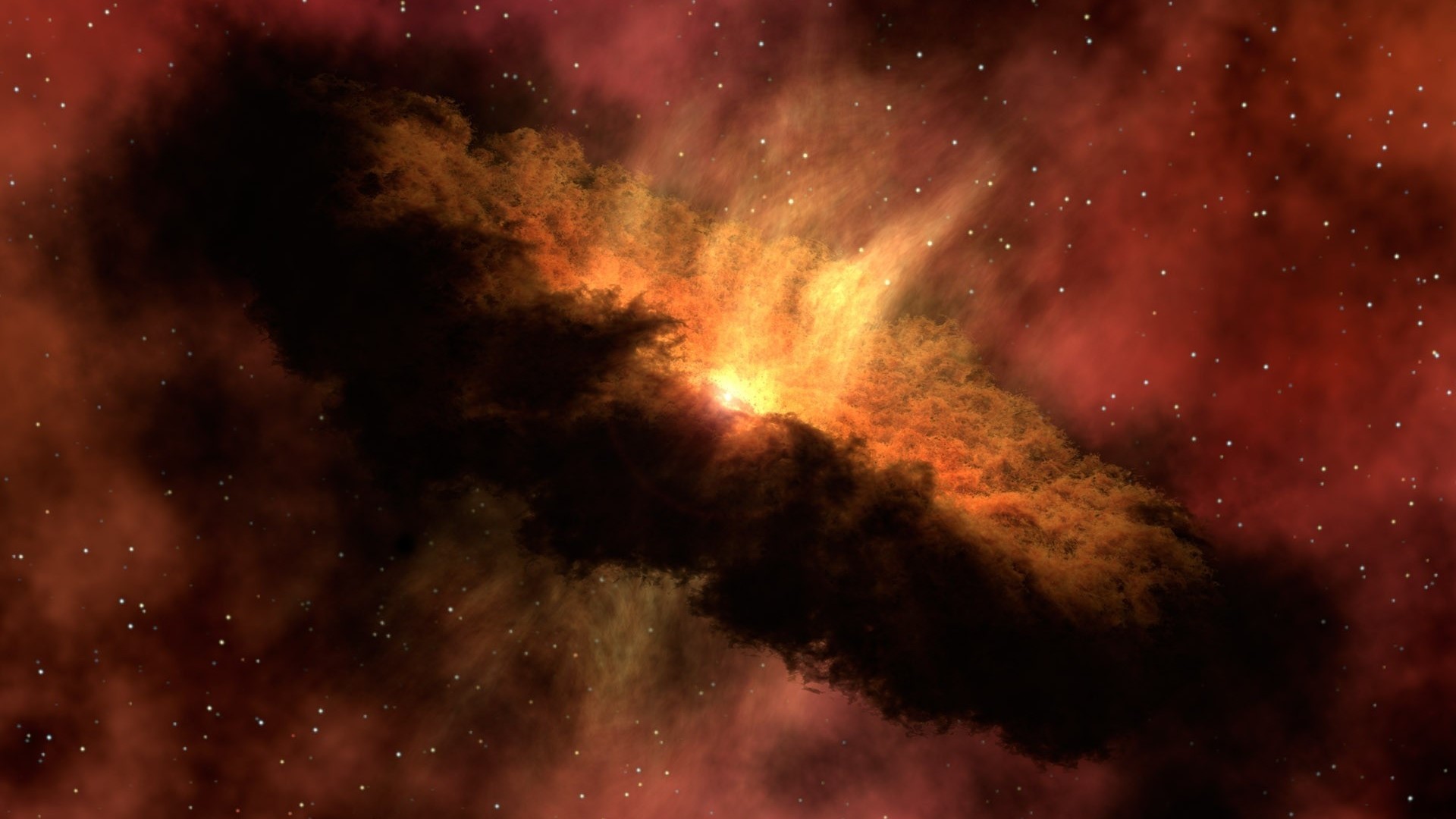 Red Nebula with Stars HD Wallpaper