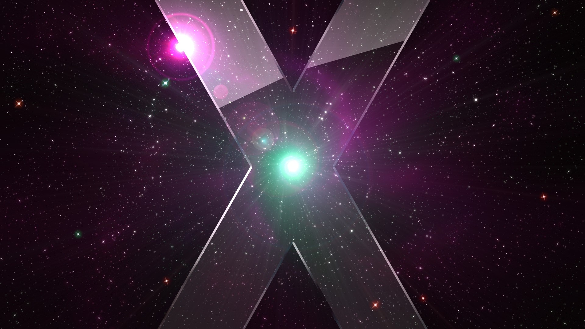 Abstract X shape in space with stars and nebulae HD Wallpaper