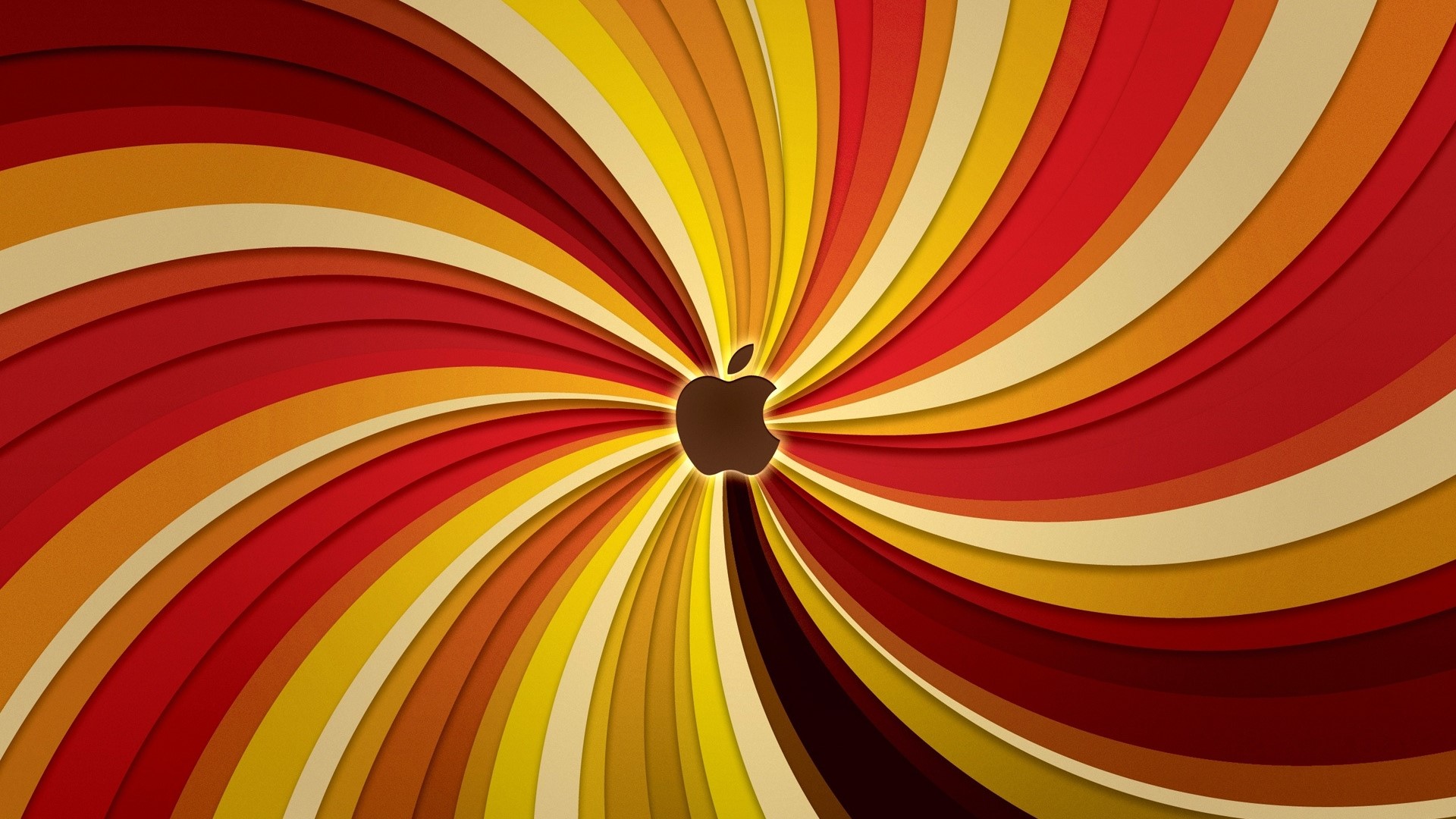 Apple Logo on Swirling Red and Yellow Background HD Wallpaper