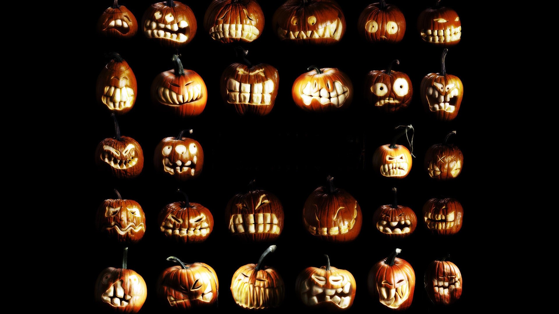 Collection of Carved Halloween Pumpkins HD Wallpaper