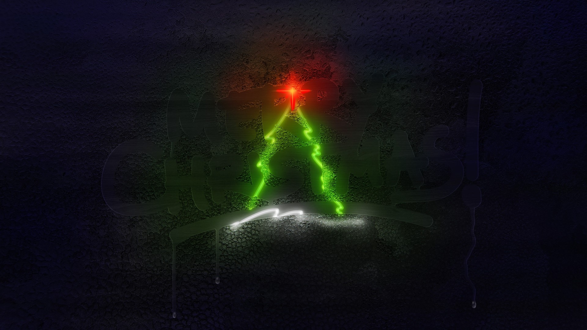 Christmas Neon Tree and Text HD Wallpaper