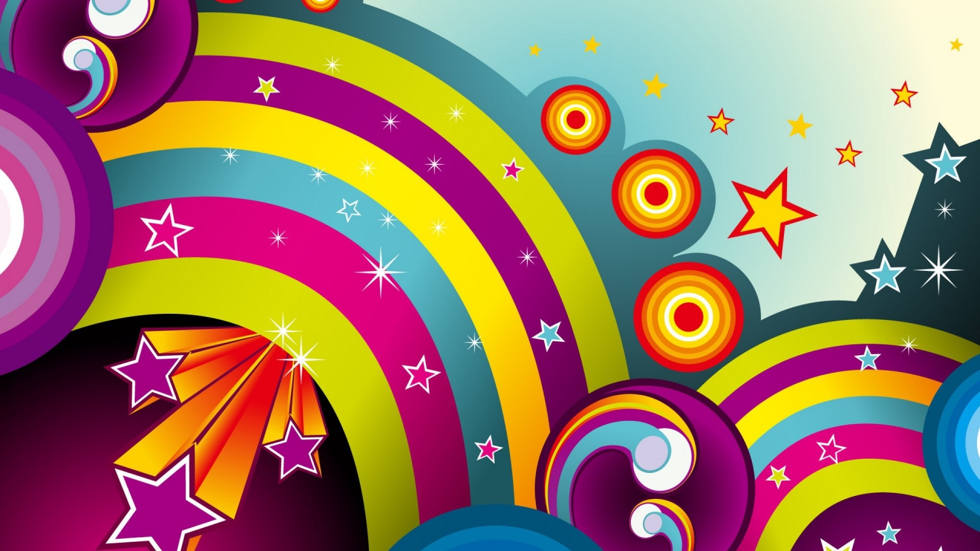 Colorful abstract background with circles and stars HD Wallpaper