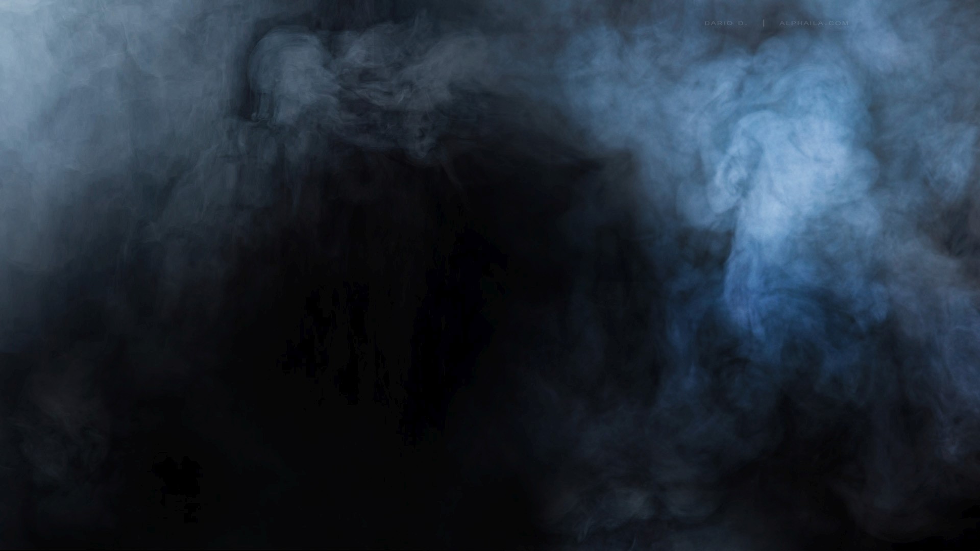 Blue smoke against a black background HD Wallpaper
