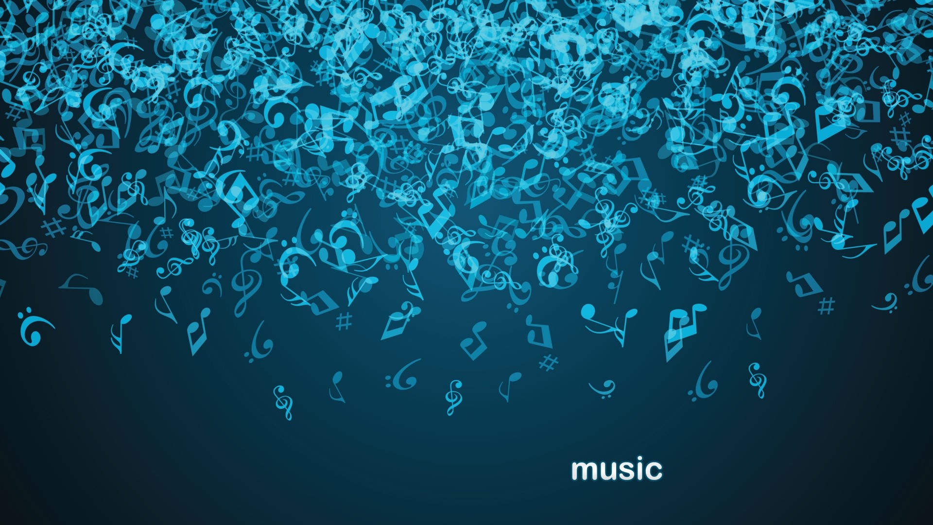 Blue musical notes on a dark background HD Wallpaper
