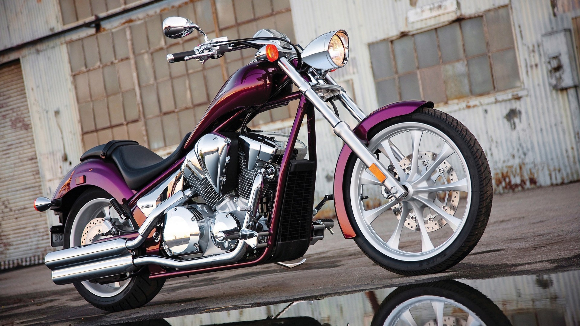 Purple Custom Chopper Motorcycle HD Wallpaper
