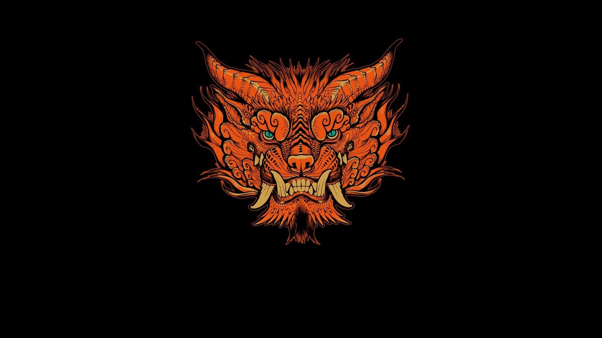 Tribal Dragon Head Illustration HD Wallpaper