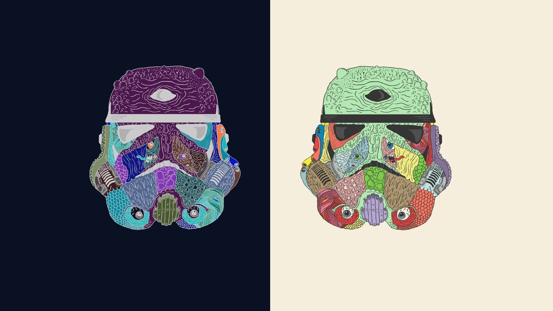 Stormtrooper helmet art with intricate patterns HD Wallpaper
