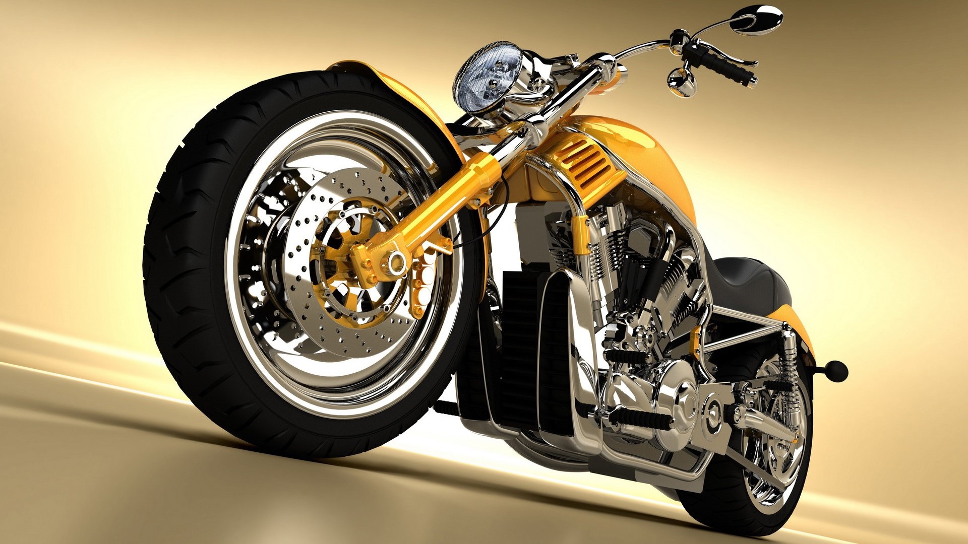 Gold Harley Davidson Motorcycle HD Wallpaper