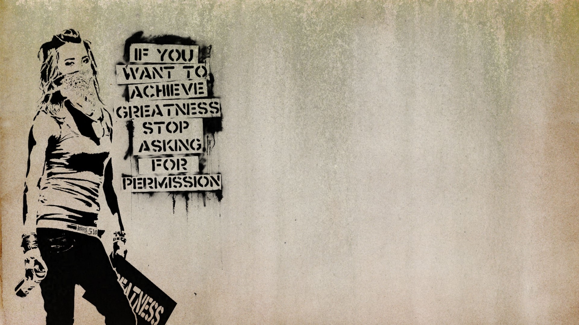 Banksy's Greatness Stencil Art HD Wallpaper