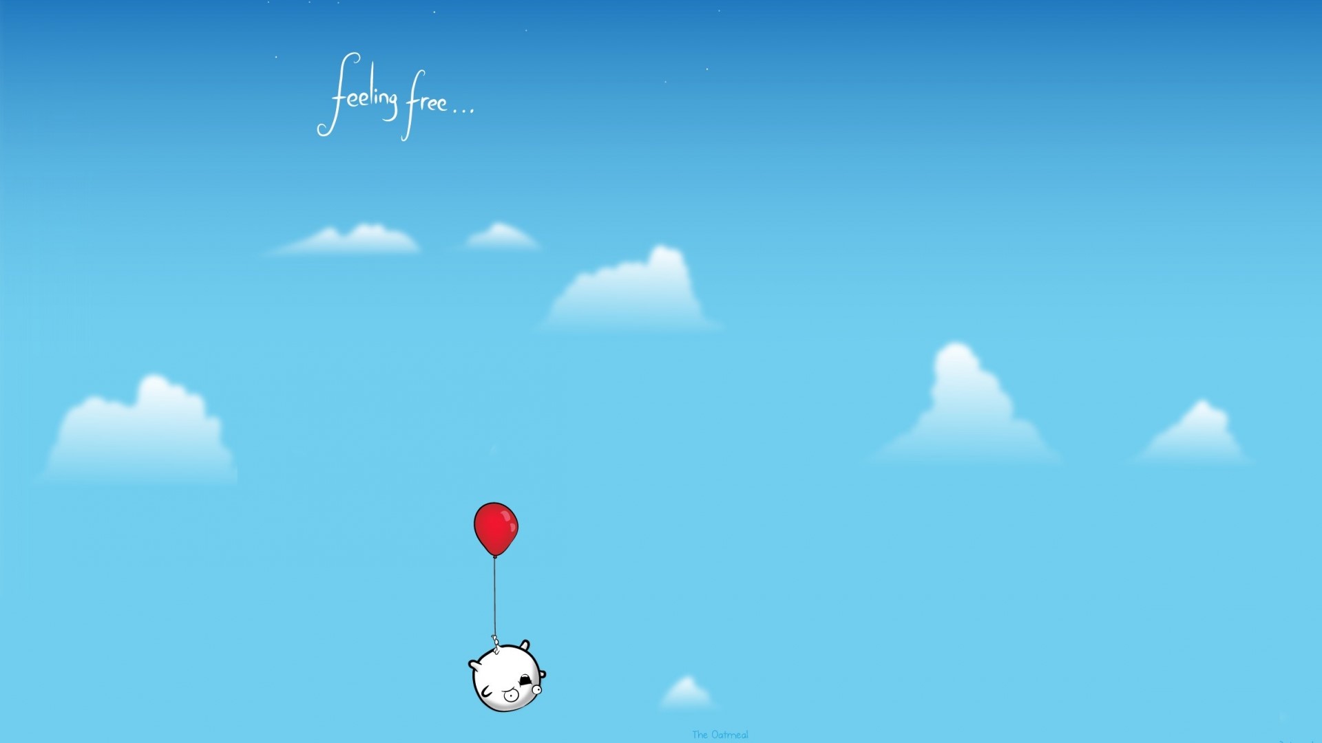 Cute character with balloon in the sky HD Wallpaper