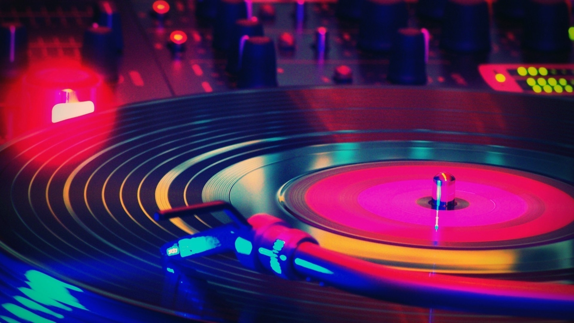 Colorful DJ Turntable with Lights HD Wallpaper