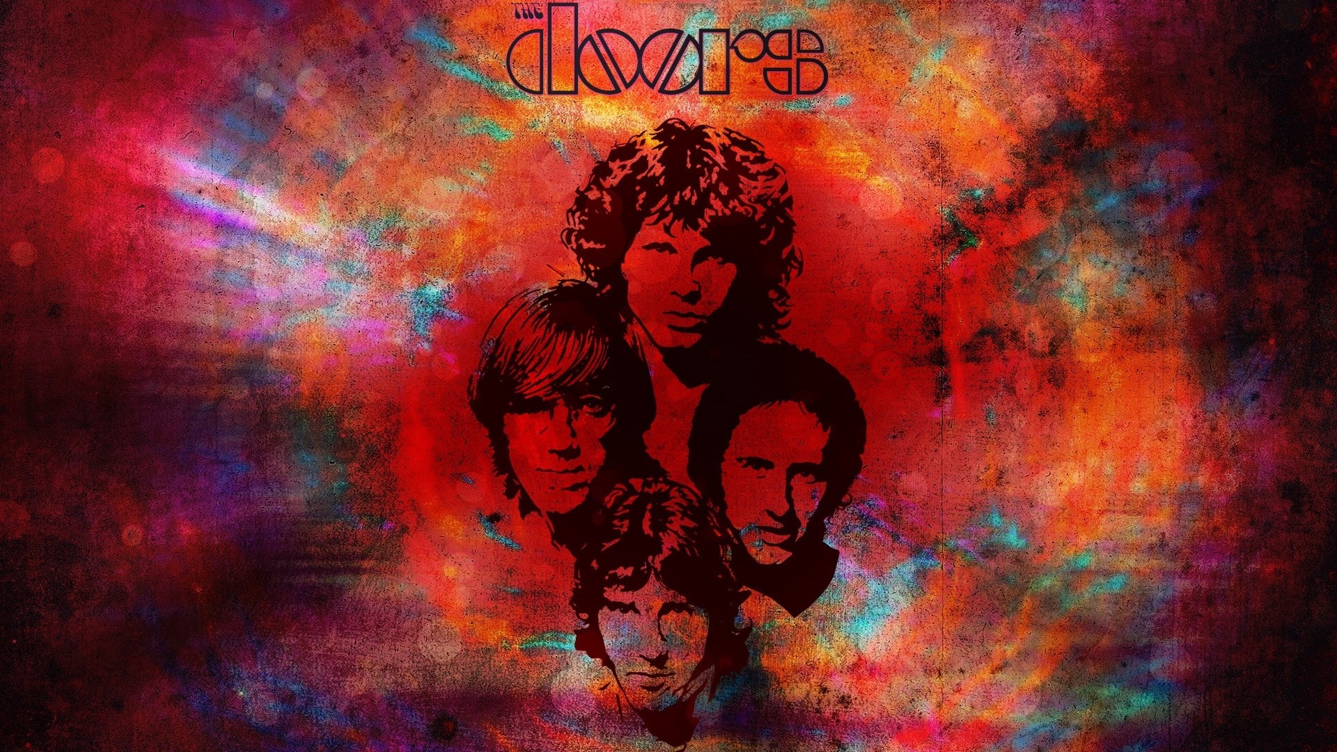 The Doors band members with psychedelic background HD Wallpaper