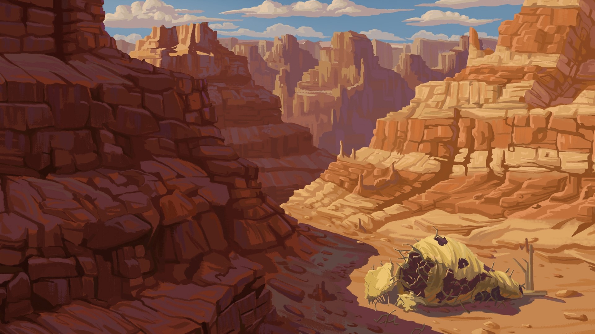 Desert Canyon Landscape Artwork HD Wallpaper