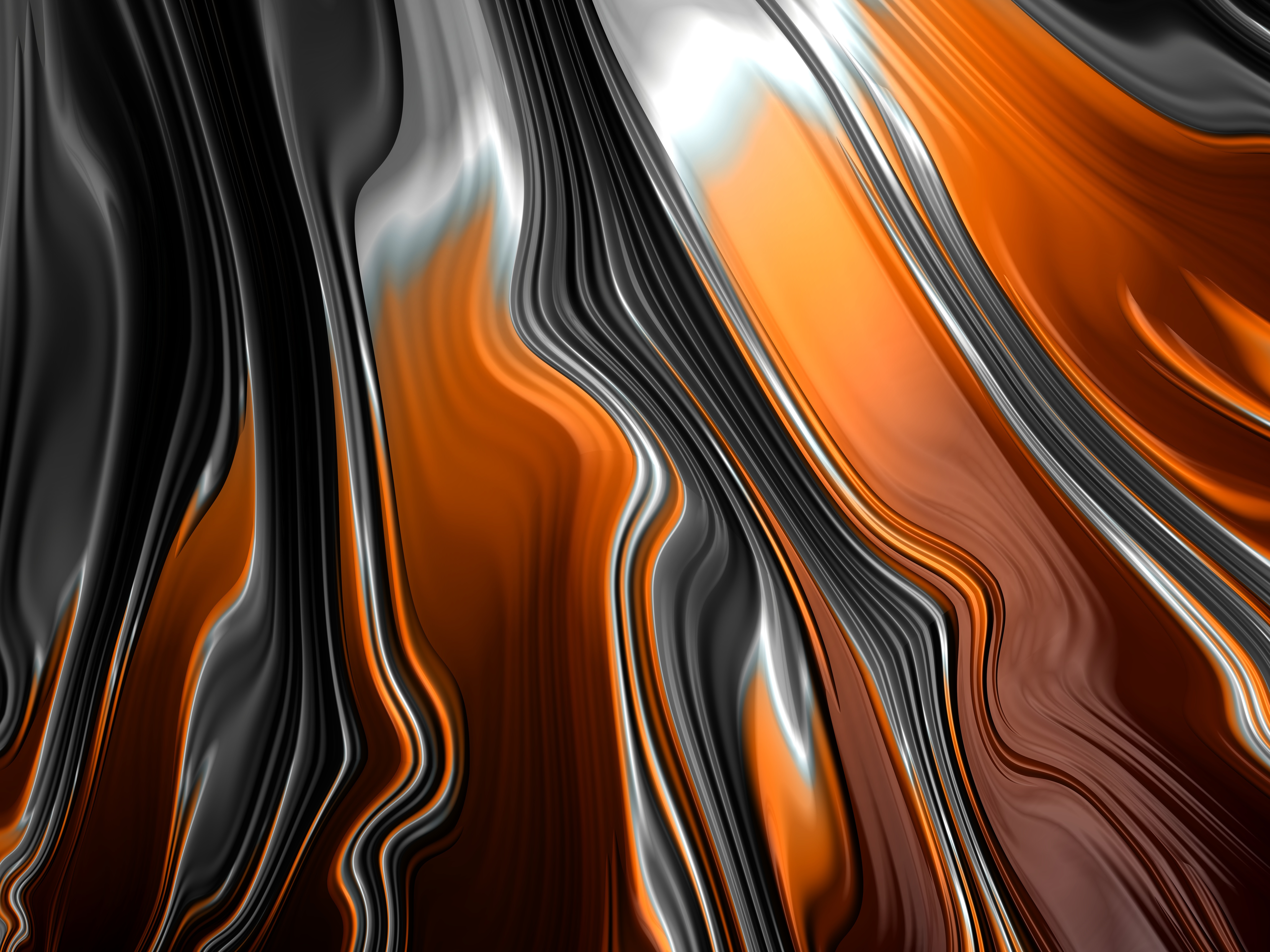 Abstract Fractal Pattern with Orange and Black HD Wallpaper