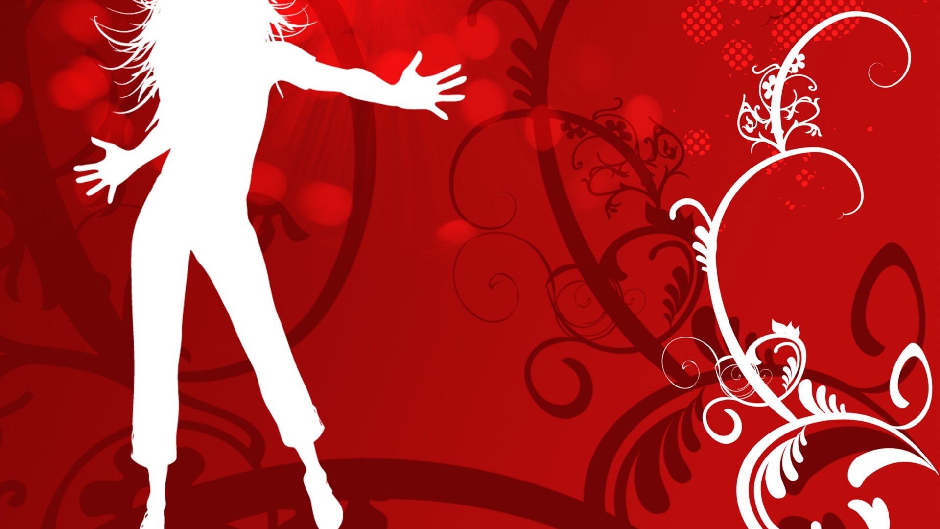 Silhouette of a woman dancing on a red background HD Wallpaper