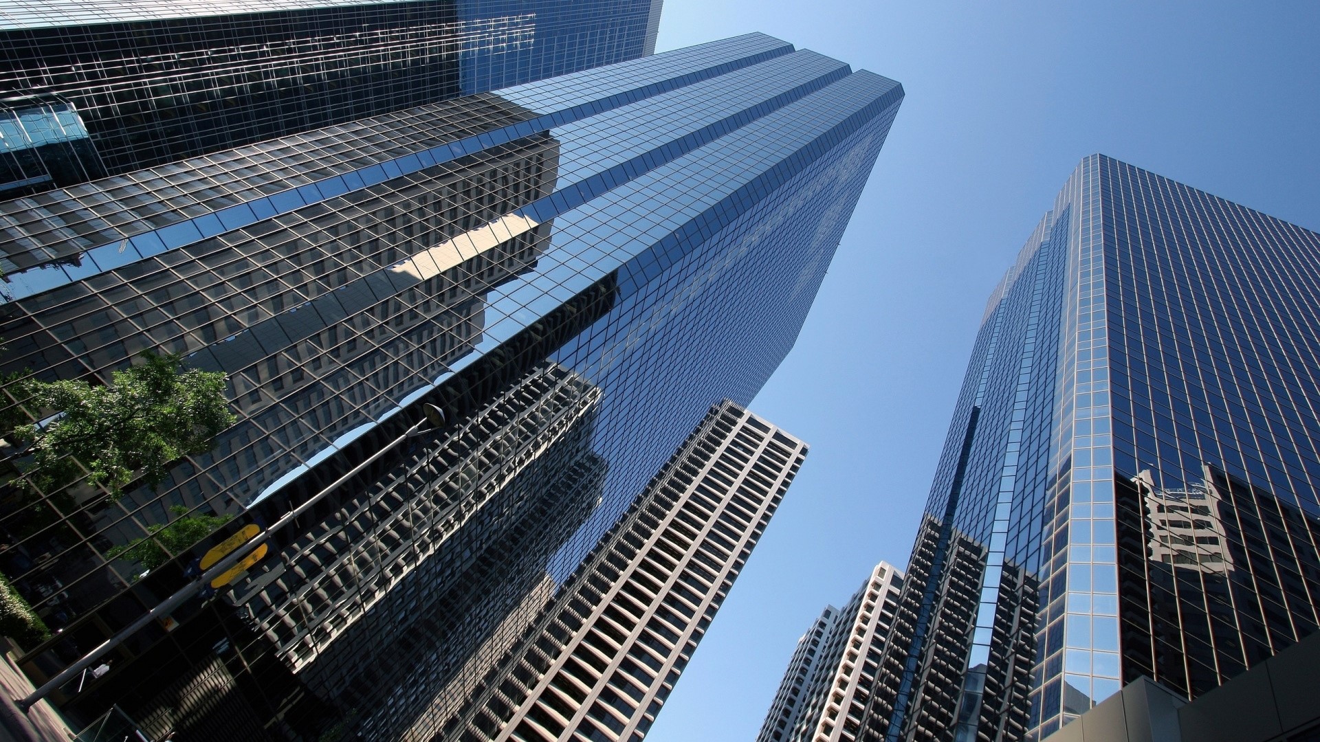 Skyscrapers reflecting the sky HD Wallpaper
